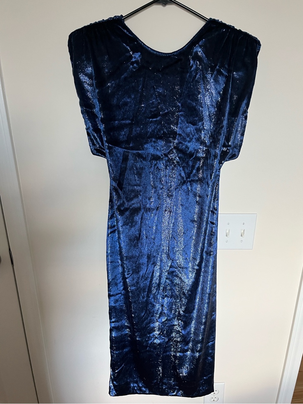 Zara Navy Velvet Midi Dress